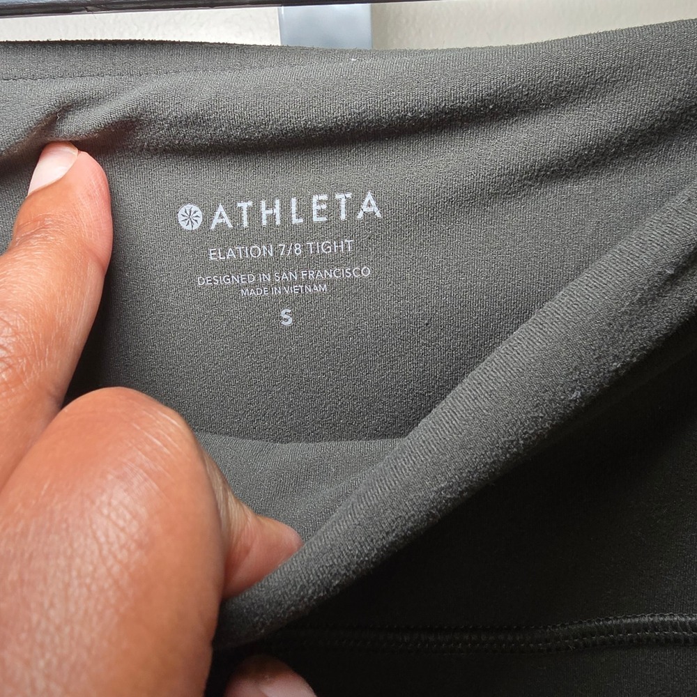 Athleta‎ Elation 7/8 Tights Olive Green Athletic Leggings Womens Size S